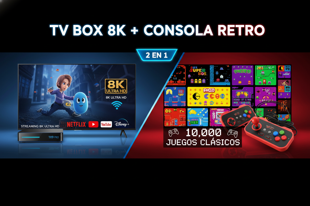 Banner TV Box 8K + Consola Retro 2 en 1