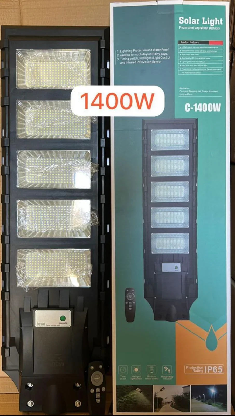 Foco LED solar para Exterior con Sensor de Movimiento 1400W Negro Luz Blanco Frío - Inversiones Austral ecommerce